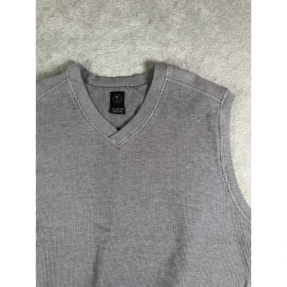 Nike Golf Men's Gray Grandpacore Preppy Retro V-Neck Ribbed Sweater Vest-XL Boxy